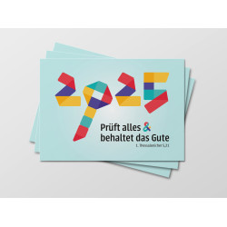 Jahreskarte 2025 „Prüft alles & behaltet das Gute“ (2-seitig, DIN A6)