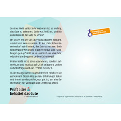 Jahreskarte 2025 „Prüft alles & behaltet das Gute“ (2-seitig, DIN A6)