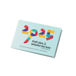 Jahresprogramm 2025 „Prüft alles & behaltet das Gute“ (6-seitig, DIN A6